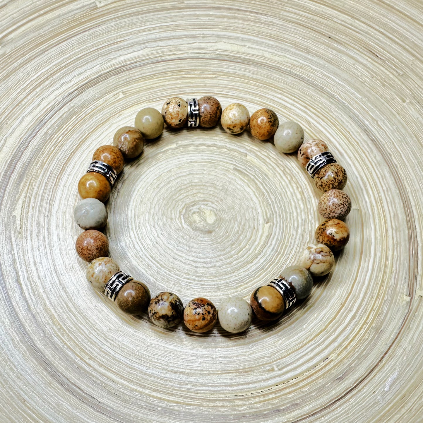 Natural Picture Jasper 8mm Bead Bracelet