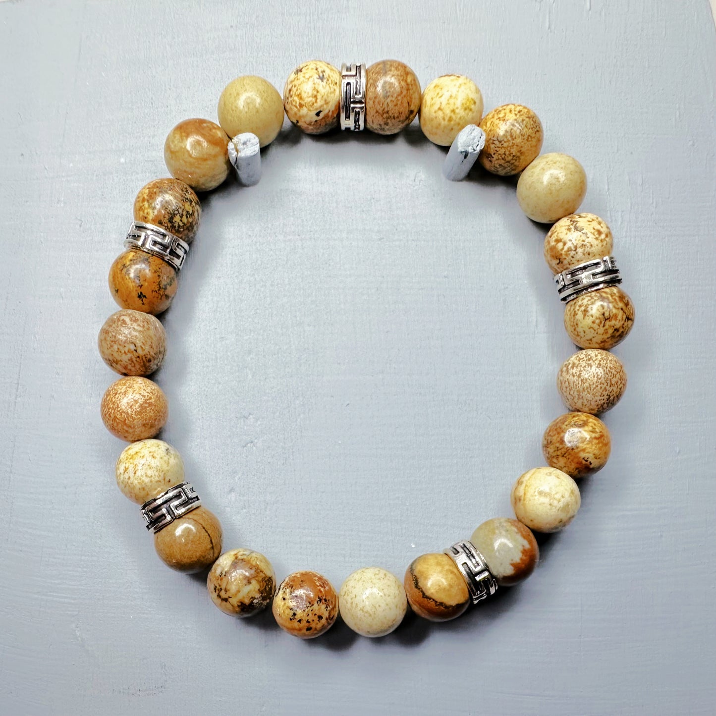 Natural Picture Jasper 8mm Bead Bracelet