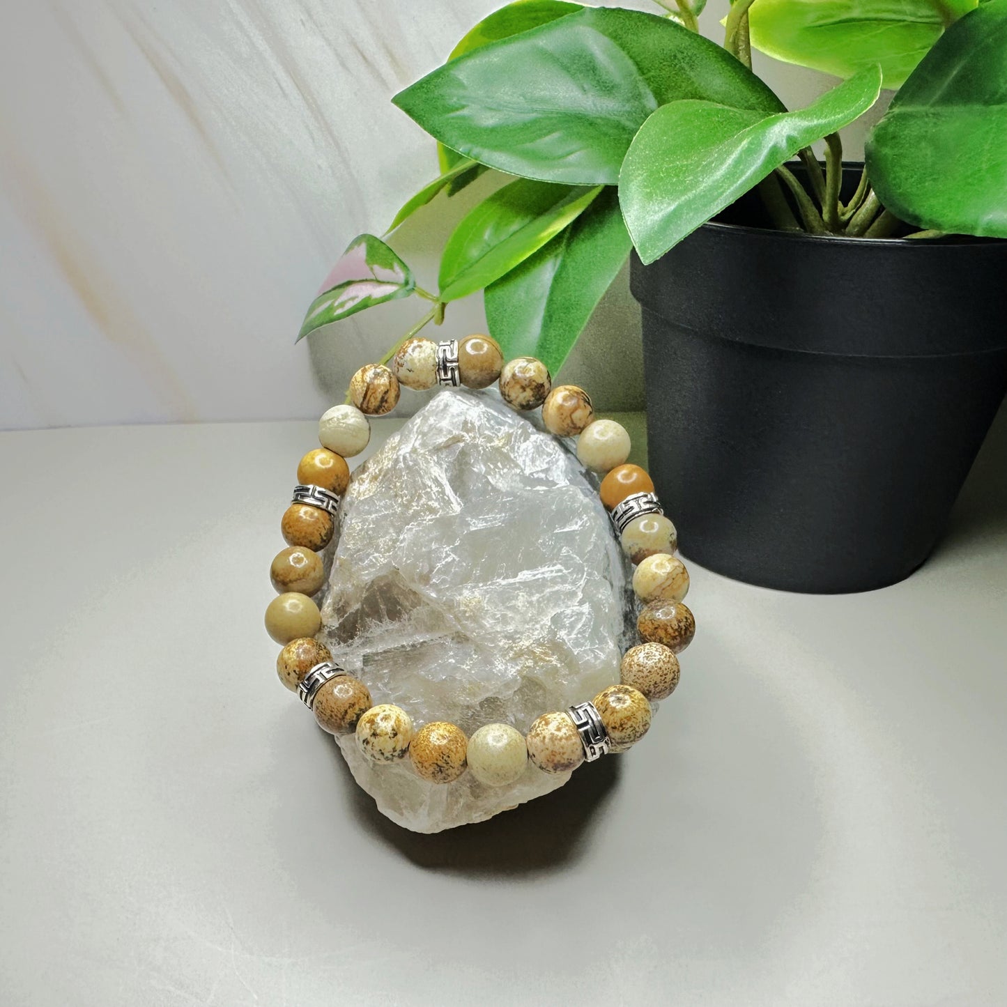 Natural Picture Jasper 8mm Bead Bracelet