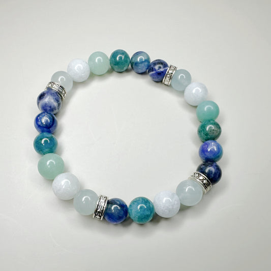 Ocean Vibes Natural Bead Bracelet, Blue Green 8mm Gemstone Jewelry