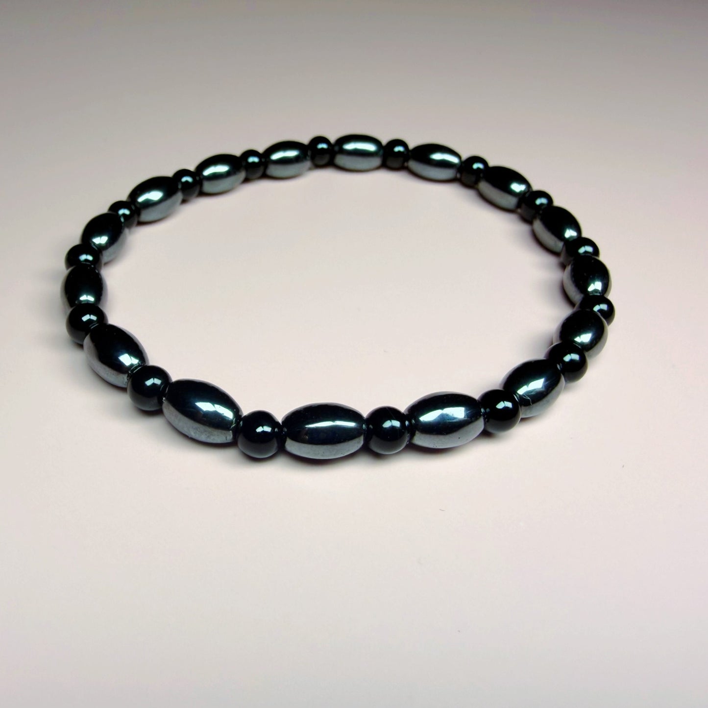 Black Onyx & Hematite 4mm Natural Bead Stretch Bracelet, Healing Gemstone Jewelry