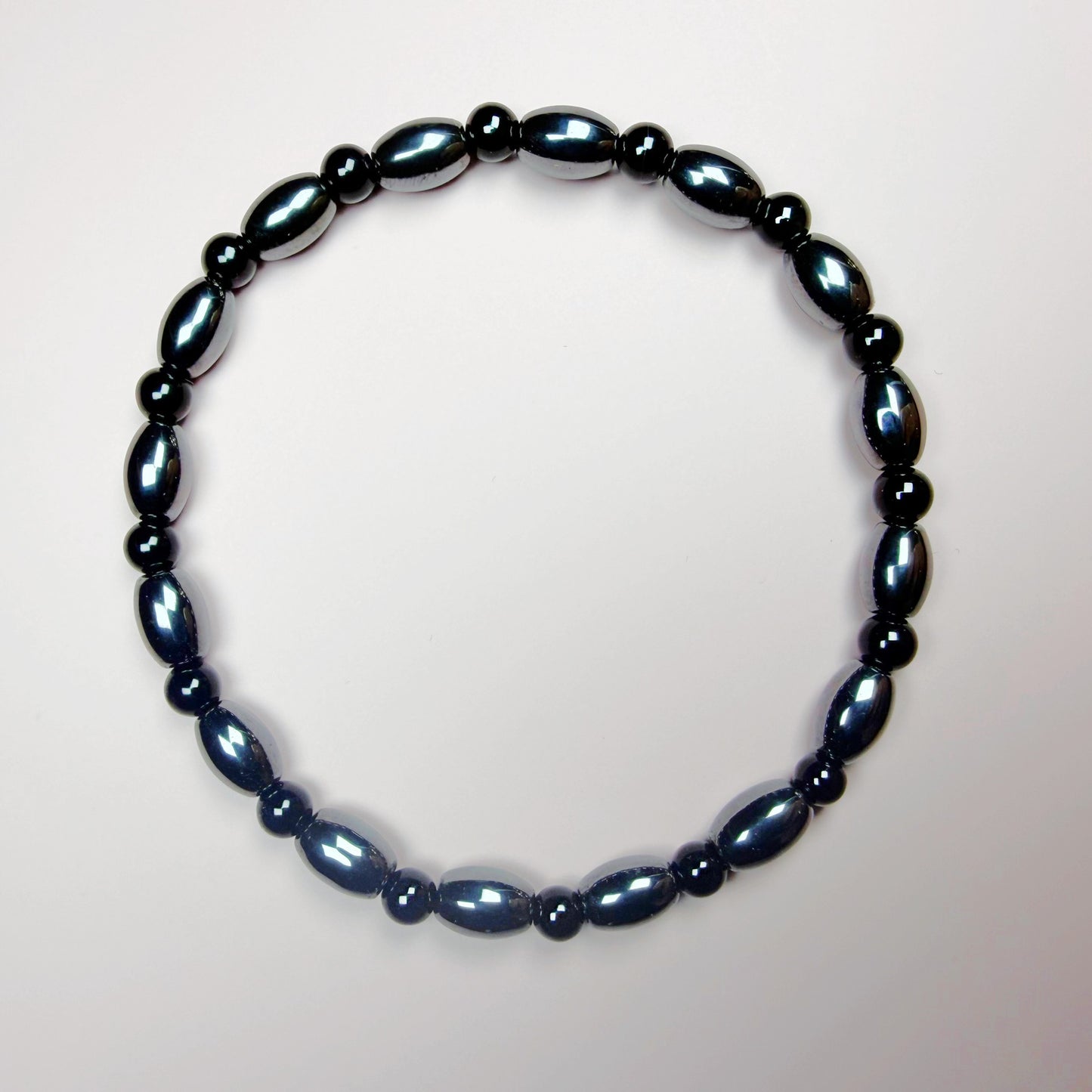 Black Onyx & Hematite 4mm Natural Bead Stretch Bracelet, Healing Gemstone Jewelry