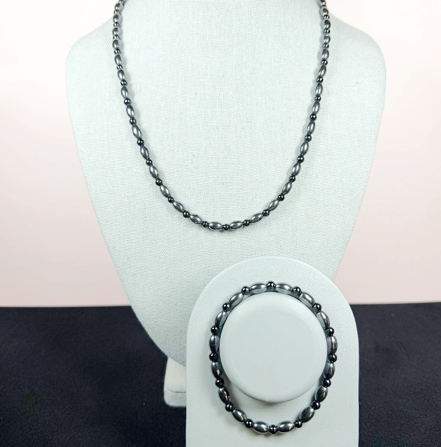 Black Onyx & Hematite 4mm Natural Bead Necklace – 20" with 2" Extender, Lobster Clasp, Grounding Crystal Jewelry