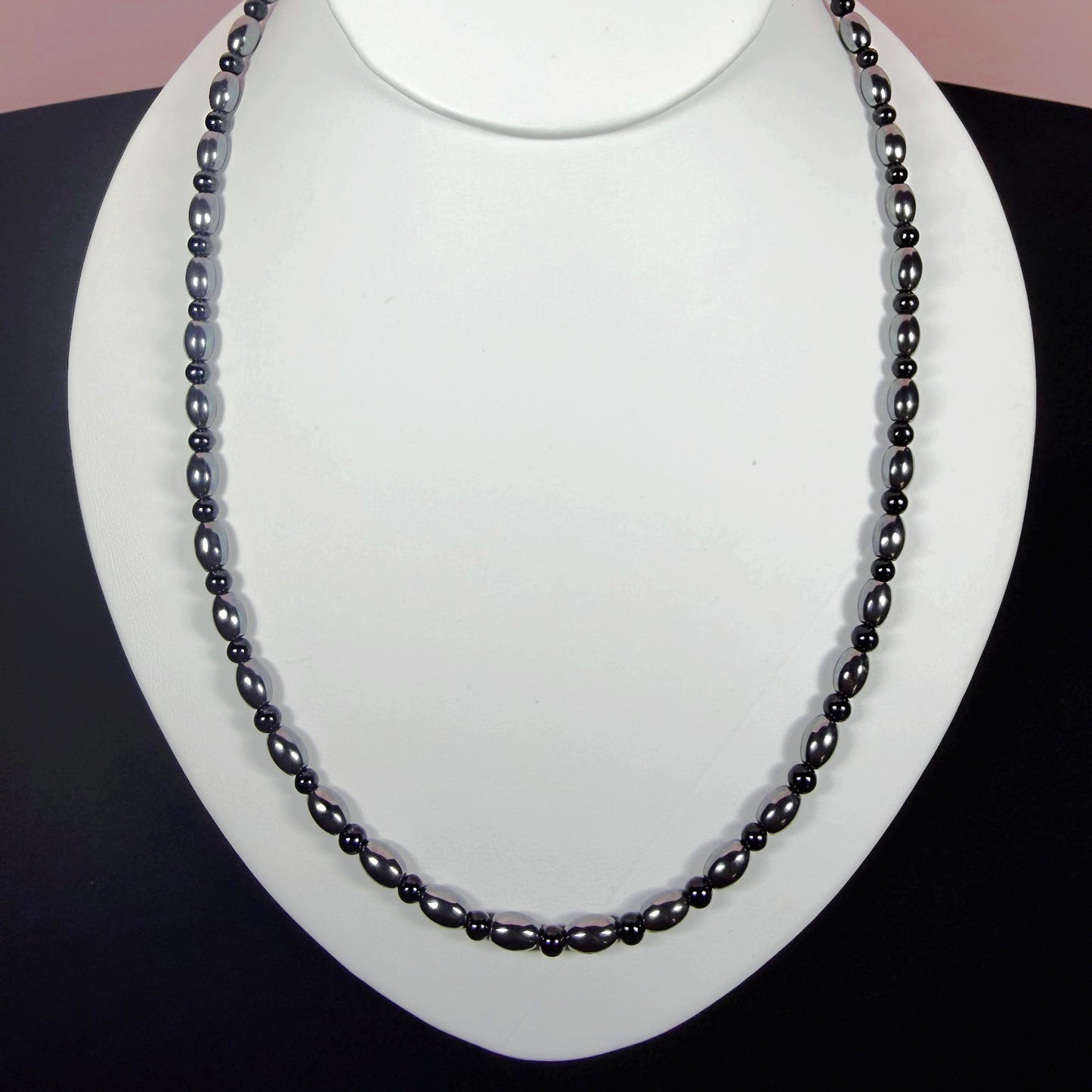 Black Onyx & Hematite 4mm Natural Bead Necklace – 20" with 2" Extender, Lobster Clasp, Grounding Crystal Jewelry