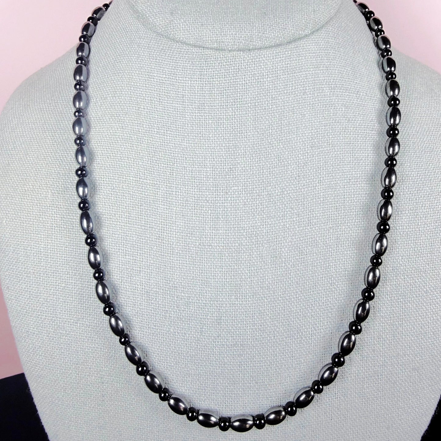 Black Onyx & Hematite 4mm Natural Bead Necklace – 20" with 2" Extender, Lobster Clasp, Grounding Crystal Jewelry