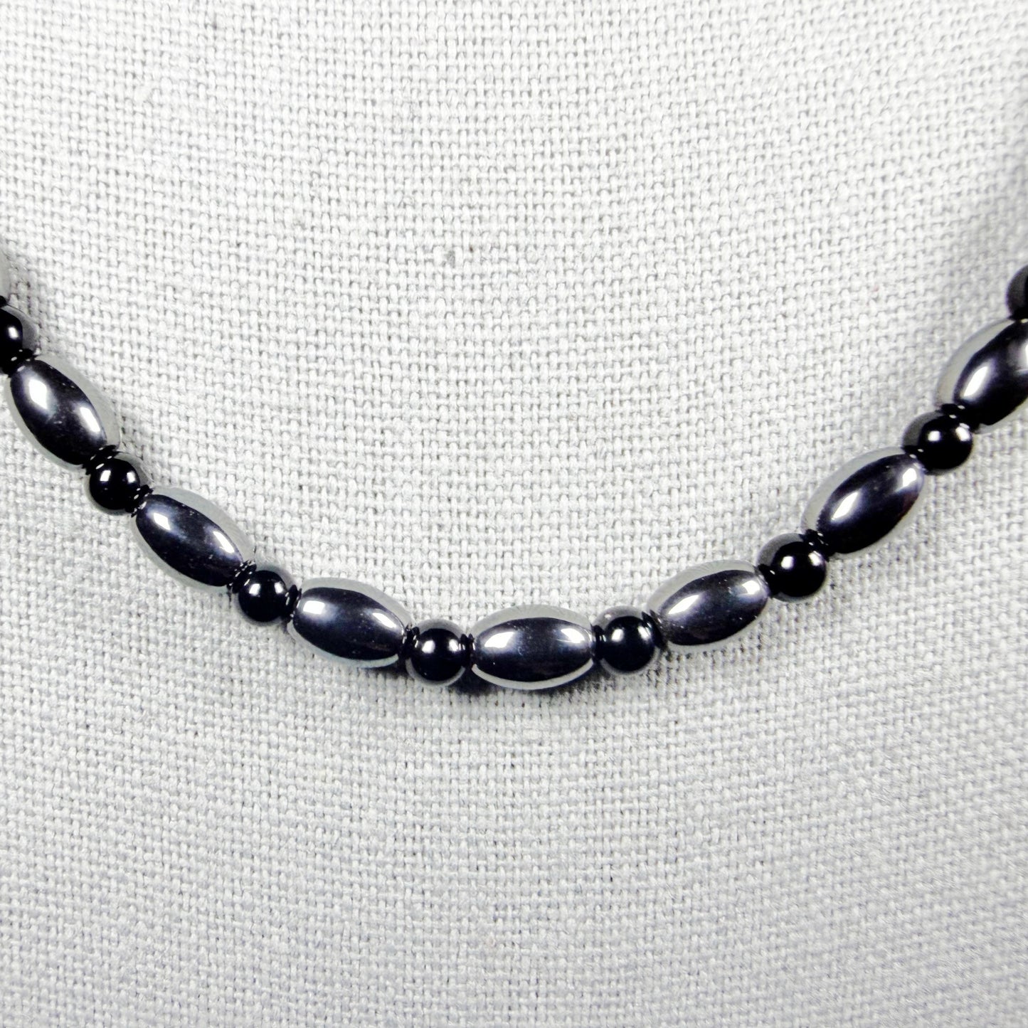 Black Onyx & Hematite 4mm Natural Bead Necklace – 20" with 2" Extender, Lobster Clasp, Grounding Crystal Jewelry