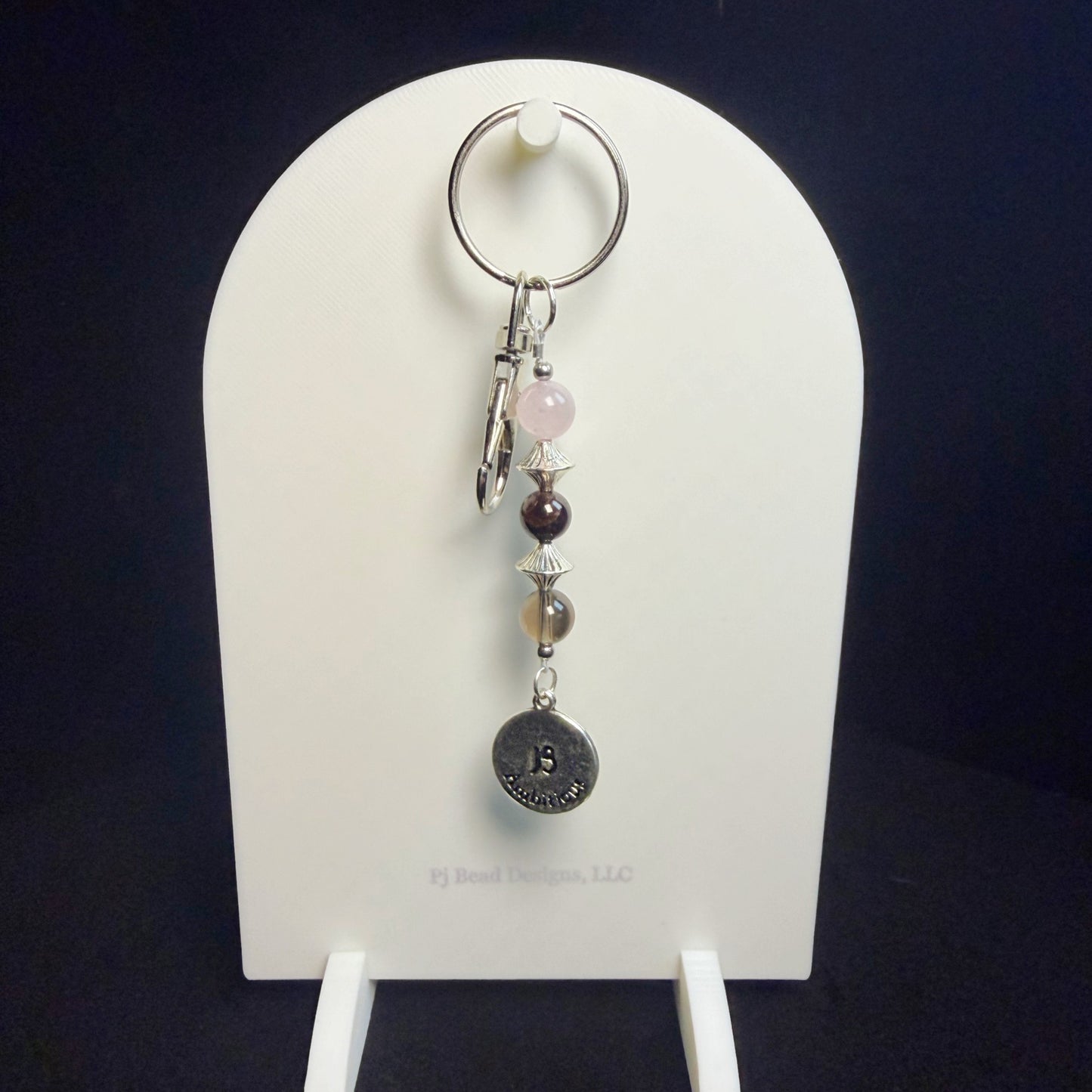 Capricorn Zodiac Crystal Keychain – Rose Quartz Garnet Smoky Quartz – Natural Astrology Gift