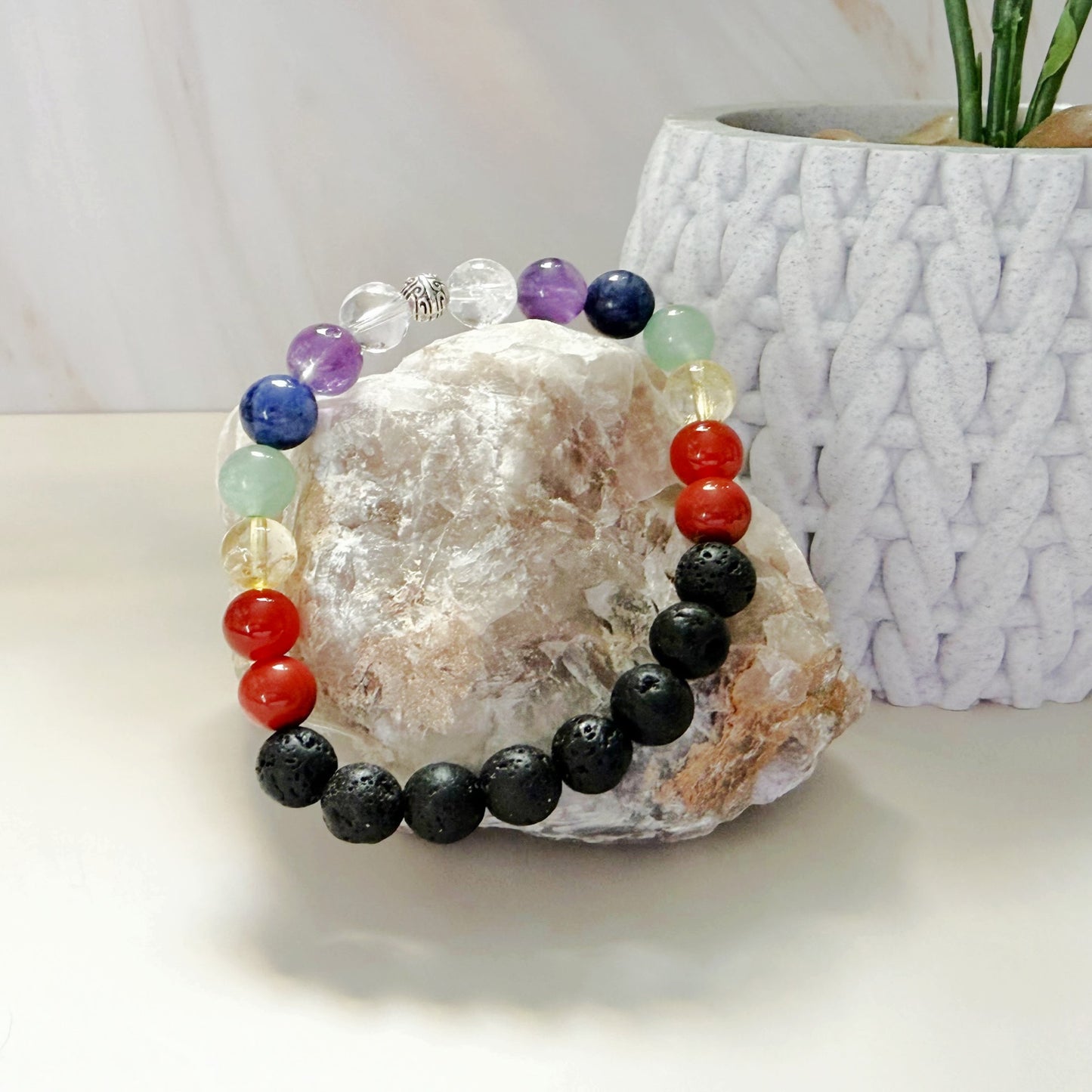 Chakra 8mm Natural Gemstone Bracelet, Energy Balance & Mindful Healing Jewelry
