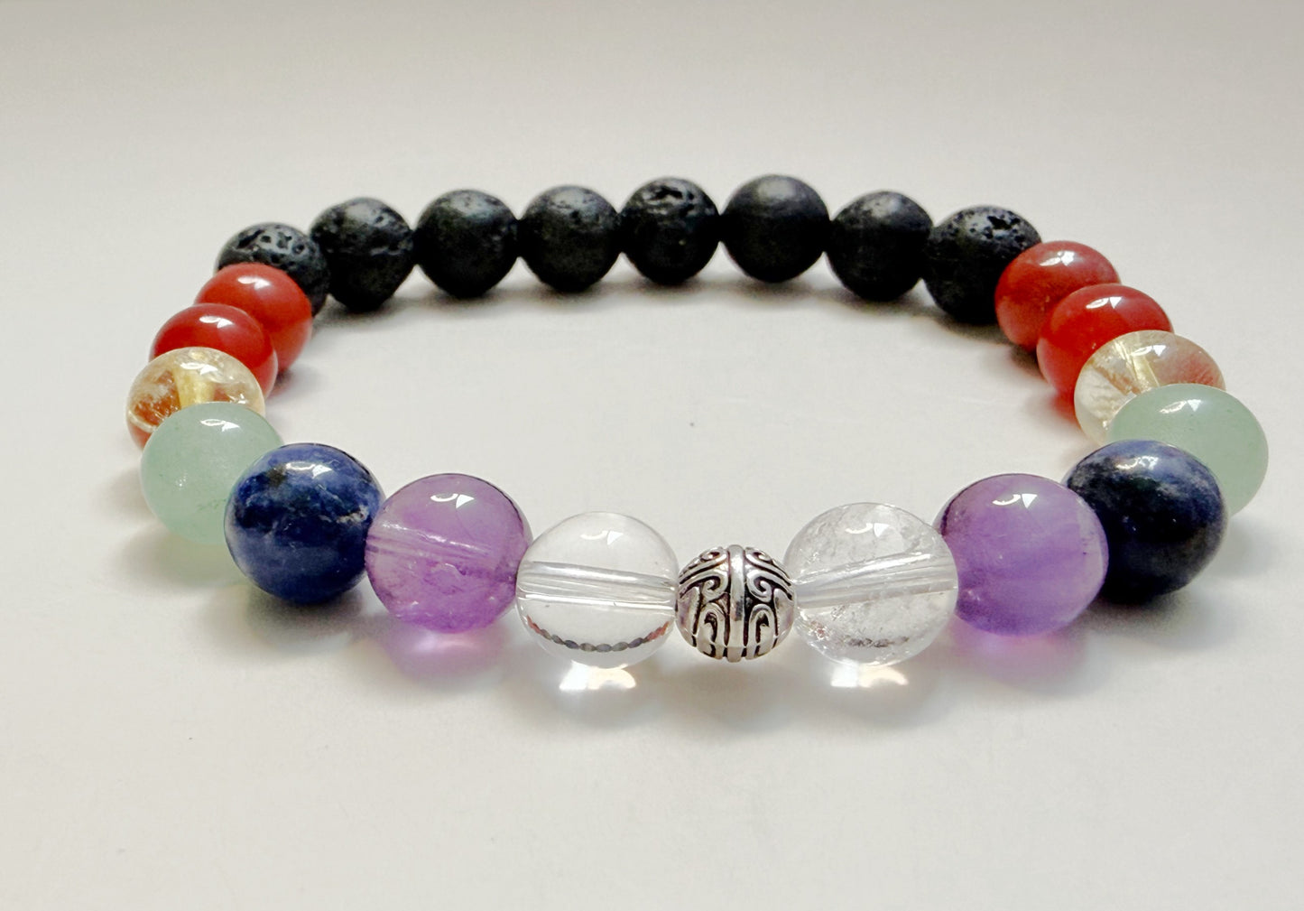 Chakra 8mm Natural Gemstone Bracelet, Energy Balance & Mindful Healing Jewelry