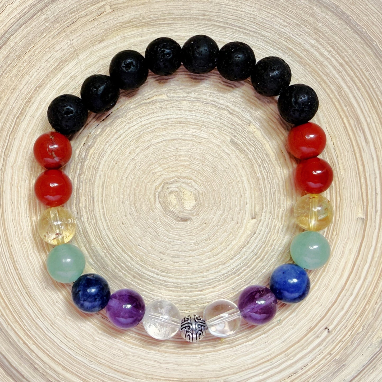 Chakra 8mm Natural Gemstone Bracelet, Energy Balance & Mindful Healing Jewelry