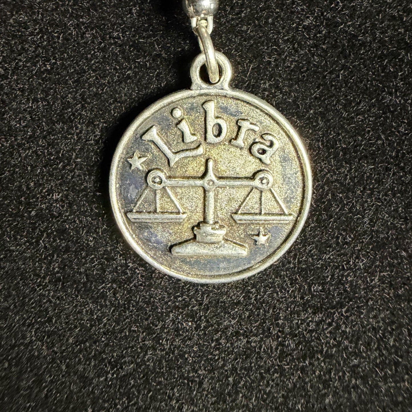 Libra Zodiac Crystal Keychain – Tiger Eye, Amethyst, African Bloodstone – Natural Astrology Gift