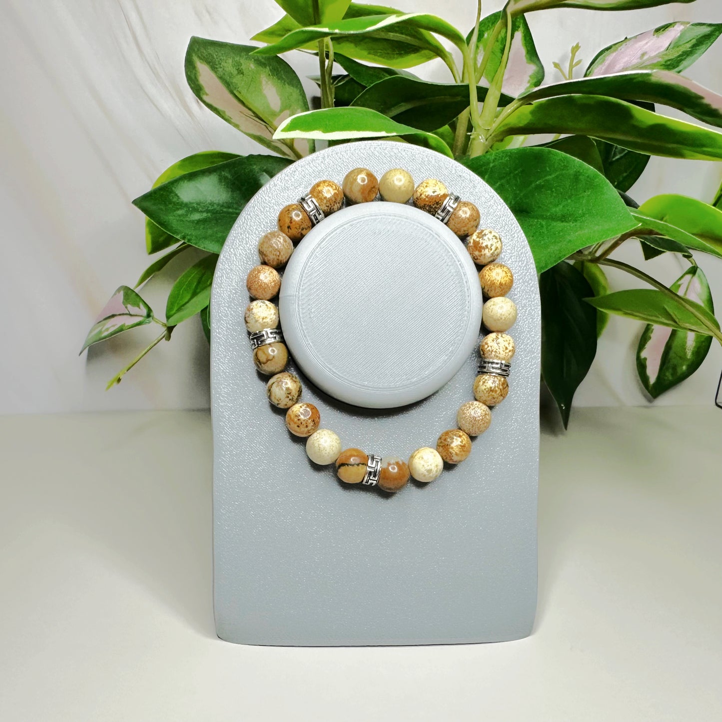 Natural Picture Jasper 8mm Bead Bracelet
