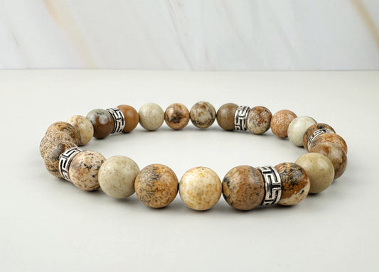 Natural Picture Jasper 8mm Bead Bracelet
