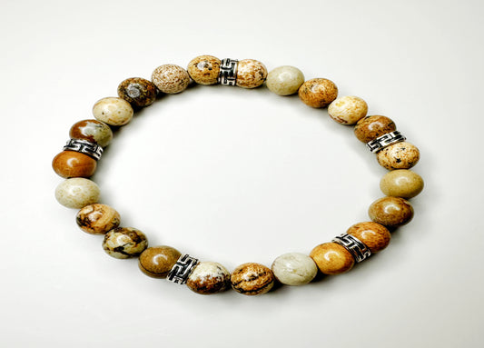 Natural Picture Jasper 8mm Bead Bracelet