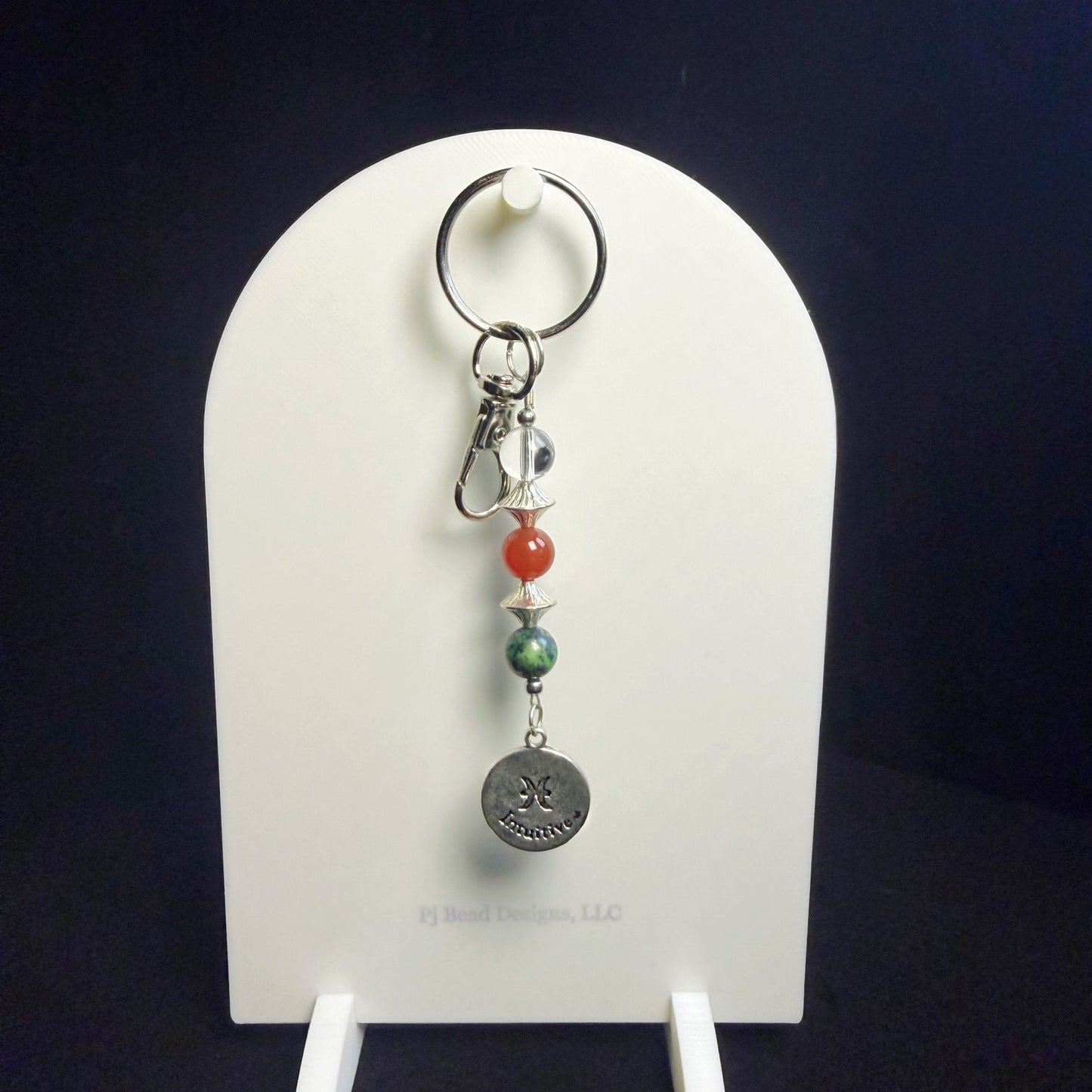 Pisces Zodiac Crystal Keychain – Clear Quartz Carnelian Chrysocolla – Natural Astrology Gift