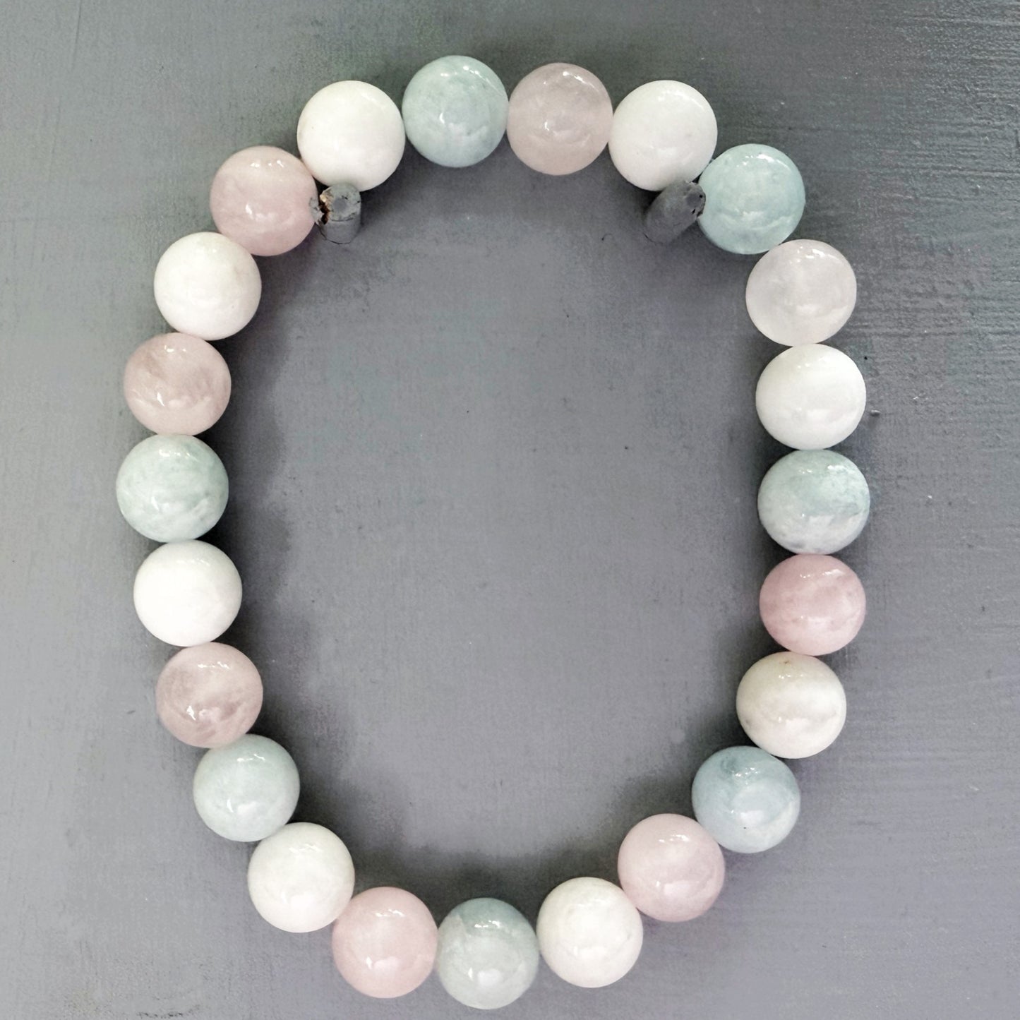 Rose Quartz, Aquamarine, and Moonstone Bracelet – 8mm Natural Gemstones for Tranquility