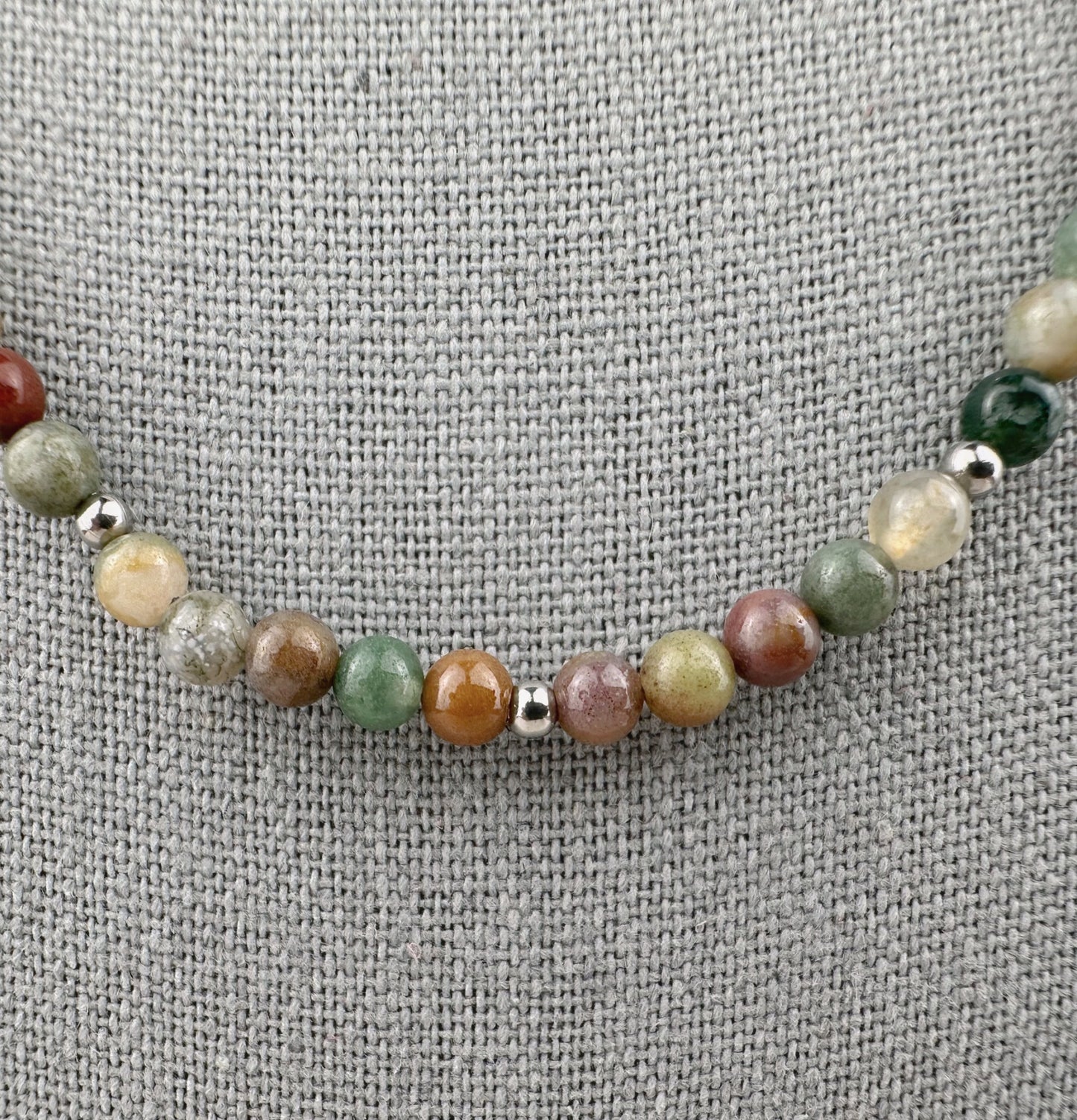 Indian Agate Natural Crystal 4mm Bead Necklace